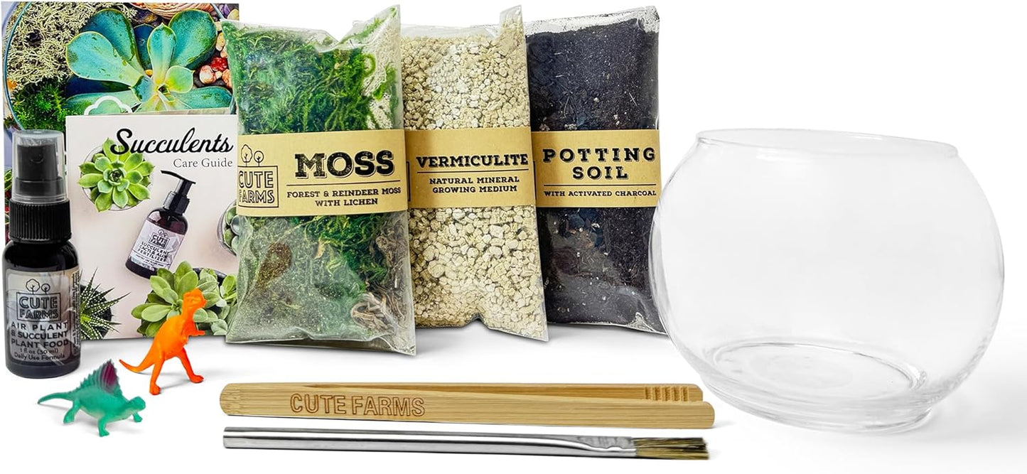 Cute Farms Glass Terrarium Kit | Just Add Your Own Plants (One Glass Bowl)