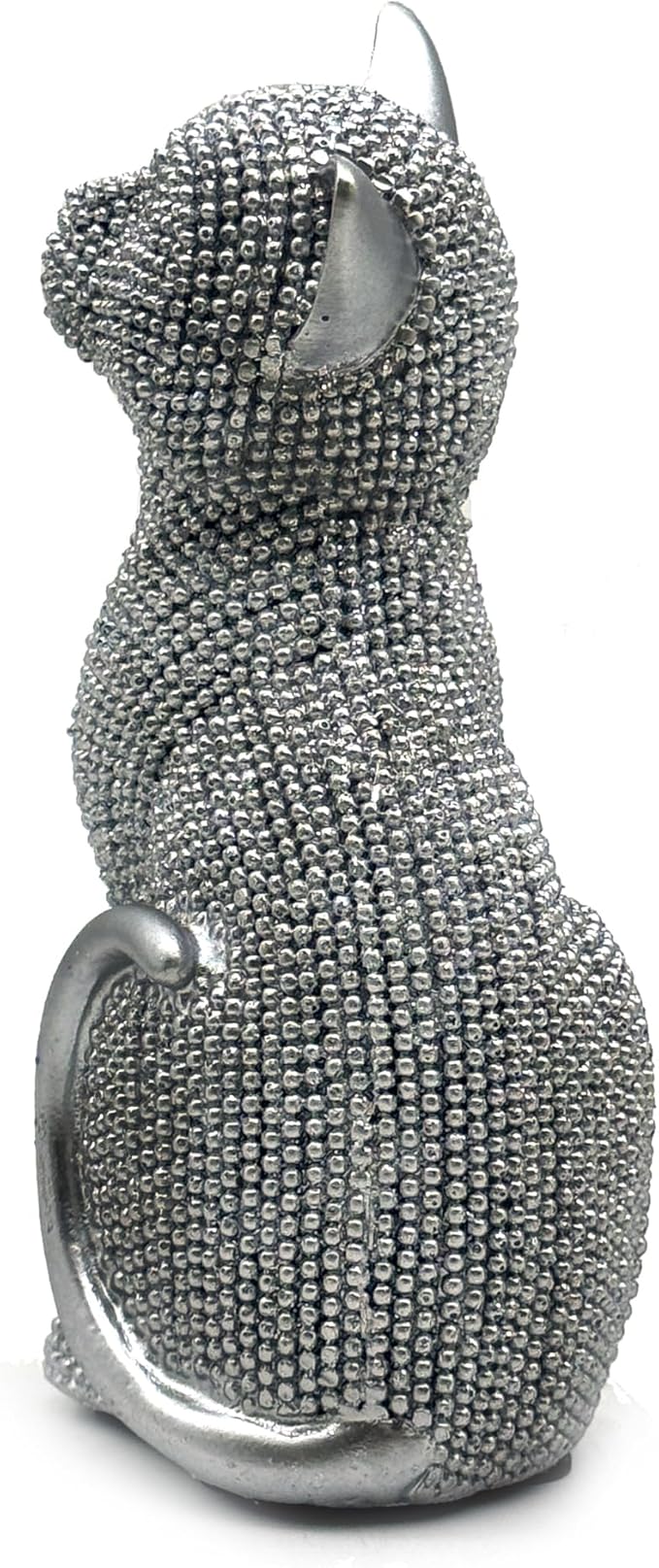 FUNSXBUG Decorative Cat Sitting Statue Art Figurines Sculpture Collectibles Home Office Desktop Decor Outdoor Garden Tabletop Display Decoration (Silver)