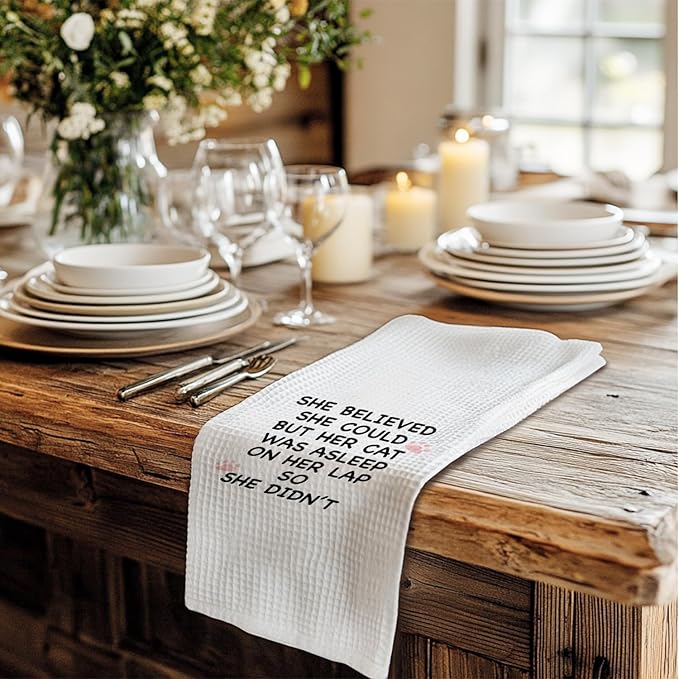 Cat Towels for Cat Lovers, Cat Kitchen Towels, Cat Mom Gifts, Cat Gifts for Cat Lovers Women, Cat Lady Gifts, Cat Hand Towels, Cat Dish Towels Tea Towels for Kitchen, 16x24 Inch