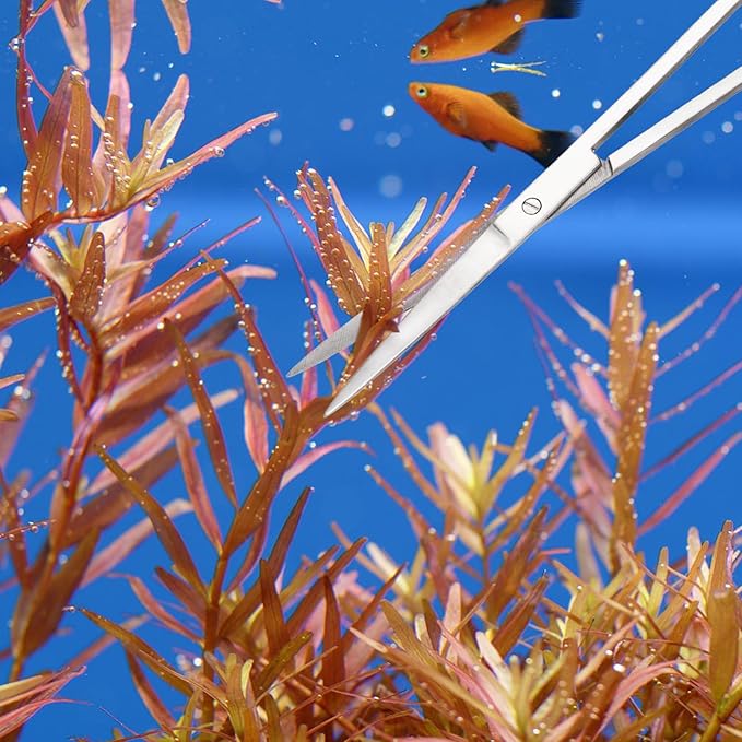 Hiceeden 4 Pcs 15 Inch Long Aquarium Aquascape Tools, Stainless Steel Aquascaping Tools Kit Include Aquarium Tweezer, Scissor, Spatula, Aquatic Plants Tool Set with Storage Pouch for Fish Tank