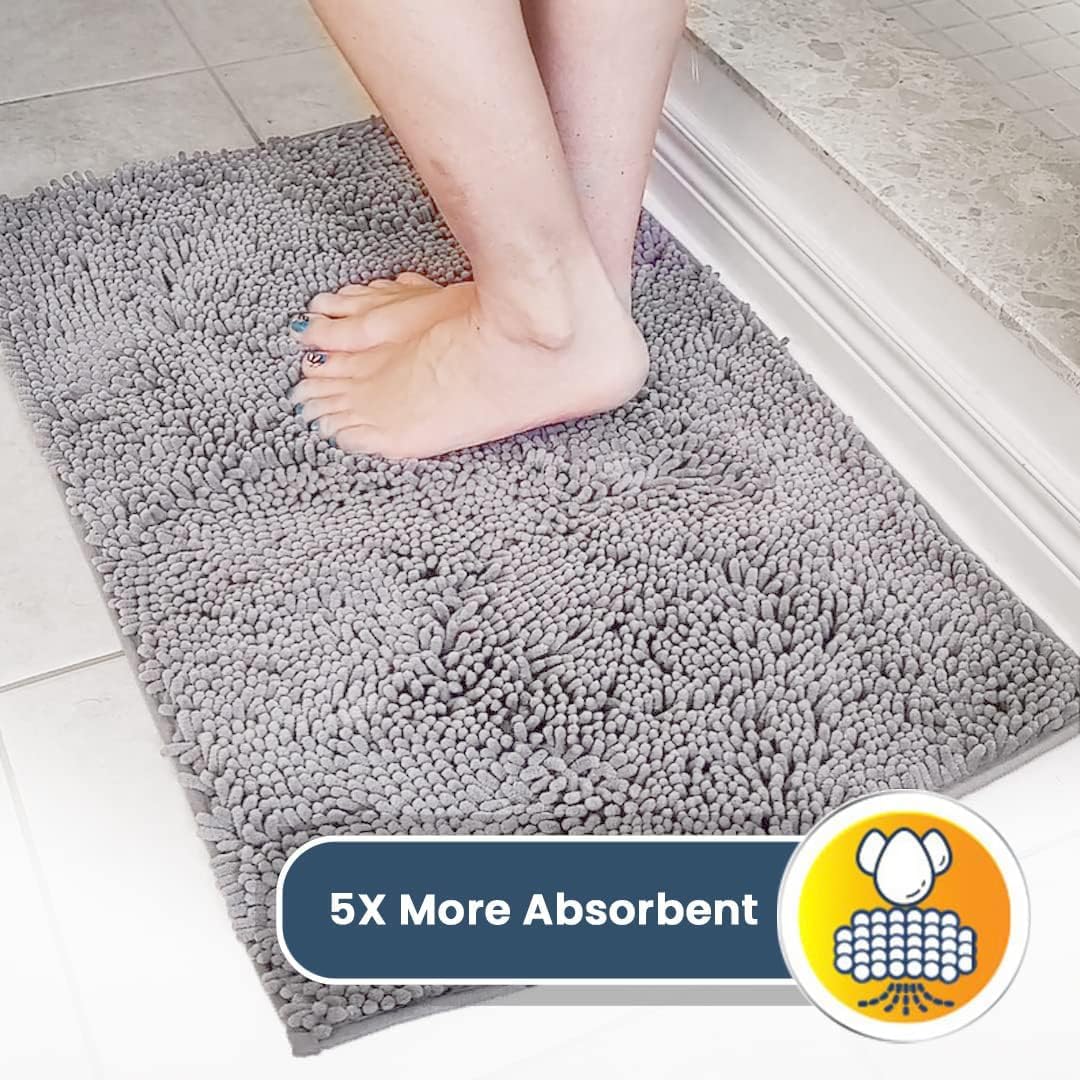 Muddy Mat® Original Dog Door Mat for Muddy Paws, Super Absorbent Microfiber, Non-Slip Washable Pet Rug, Quick Dry Chenille Entryway Carpet, Machine Washable Indoor Outdoor mat, Grey 36"x120"