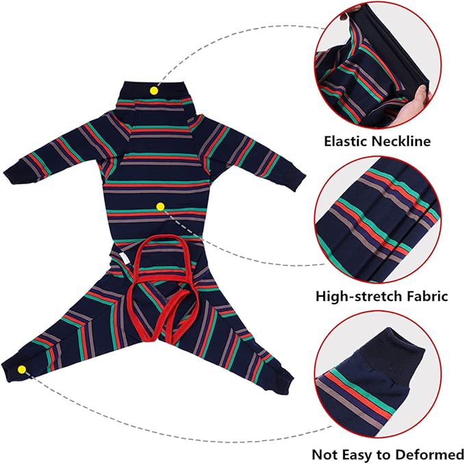 Dog Recovery Suit, Abdominal Wound After Surgery Wear, Prevent Licking Wounds, E-Collar & Cone Alternatives, Long Sleeve Postoperative Shirts Dog Pajamas Prevent Shedding(Medium, Blue)