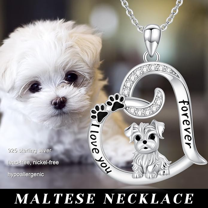 Dog/Paw Print/Infinity Necklace for Women 925 Sterling Silver Heart Dogs Pendant Necklaces Jewelry Christmas Birthday Gifts for Dog Lovers Friends