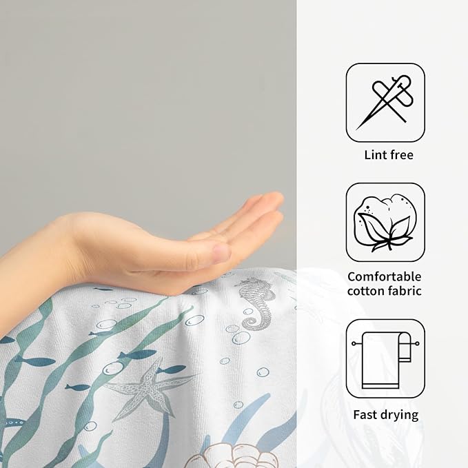 Nautical Coastal Hand Towels Set of 2 Coral Seahorse Decorative Fingertip Face Towels Kitchen Dishcloth for Bathroom Hotel Spa Decor Gift