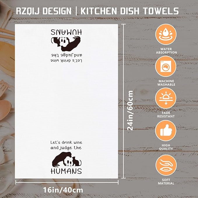 Dog and Cat Towels Dish Towels Dishcloth, Dog Cat Gifts for Women Dog Lovers cat Lovers, Cute Dog Cat Decor for Kitchen Bathroom Home, 16 x 24 Farmhouse Decoration Hand Towels. (075)