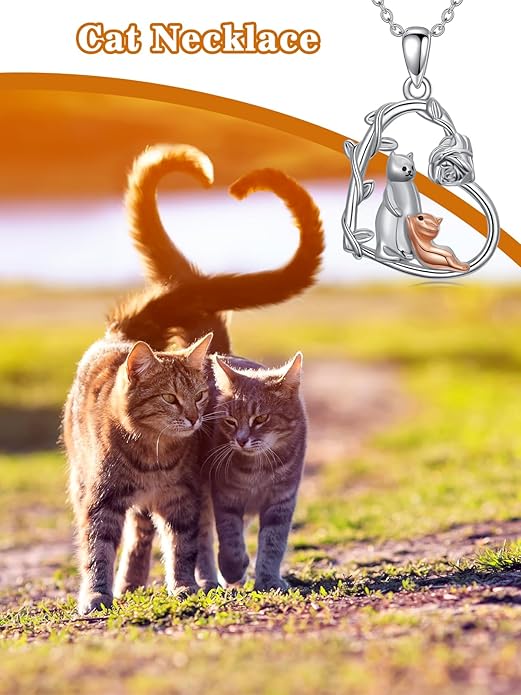 Cute Mother and Daughter Fox/Cat/Cow/Monkey/Panda Necklace 925 Sterling Silver Heart Flower Heart Necklace Animal Jewelry Mother's Day Jewelry for Women