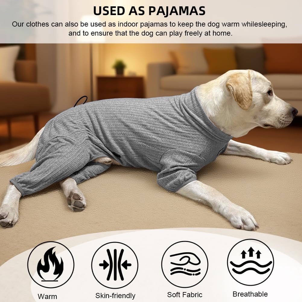 Dog Pyjamas PJS Sweater Clothing and Loungewear Suitable for Medium to Large Breeds of Dogs, Neutering Suits, Extra-Large Stretch Fabric, Four-Legged Dogs Clothes Pyjamas (Sweater Gray, 4XL)