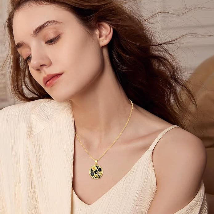 LUHE Bee Necklace 925 Sterling Silver Honeycomb Cute Flower Pendant Necklaces for Women Gifts for Her Women