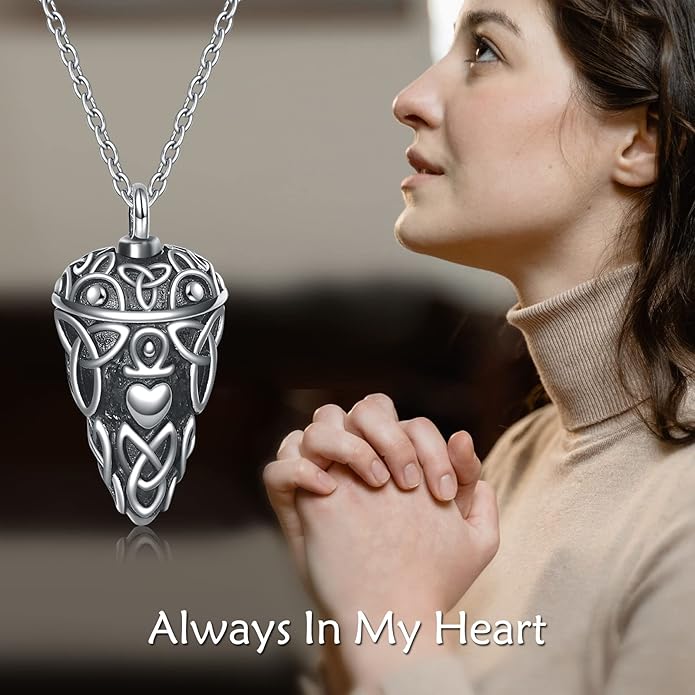 TIGER RIDER Urn Necklace for Ashes for Women 925 Sterling Silver Cremation Jewelry for Ashes