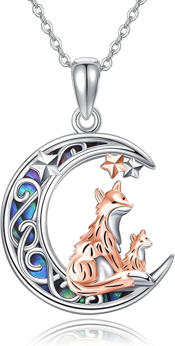 Sterling Silver Cute Animal Pendant Necklace Fox/Snake/Unicorn/Owl on Moon/Rabbit/Horse Necklace Jewelry Gifts for Women Mom Sister