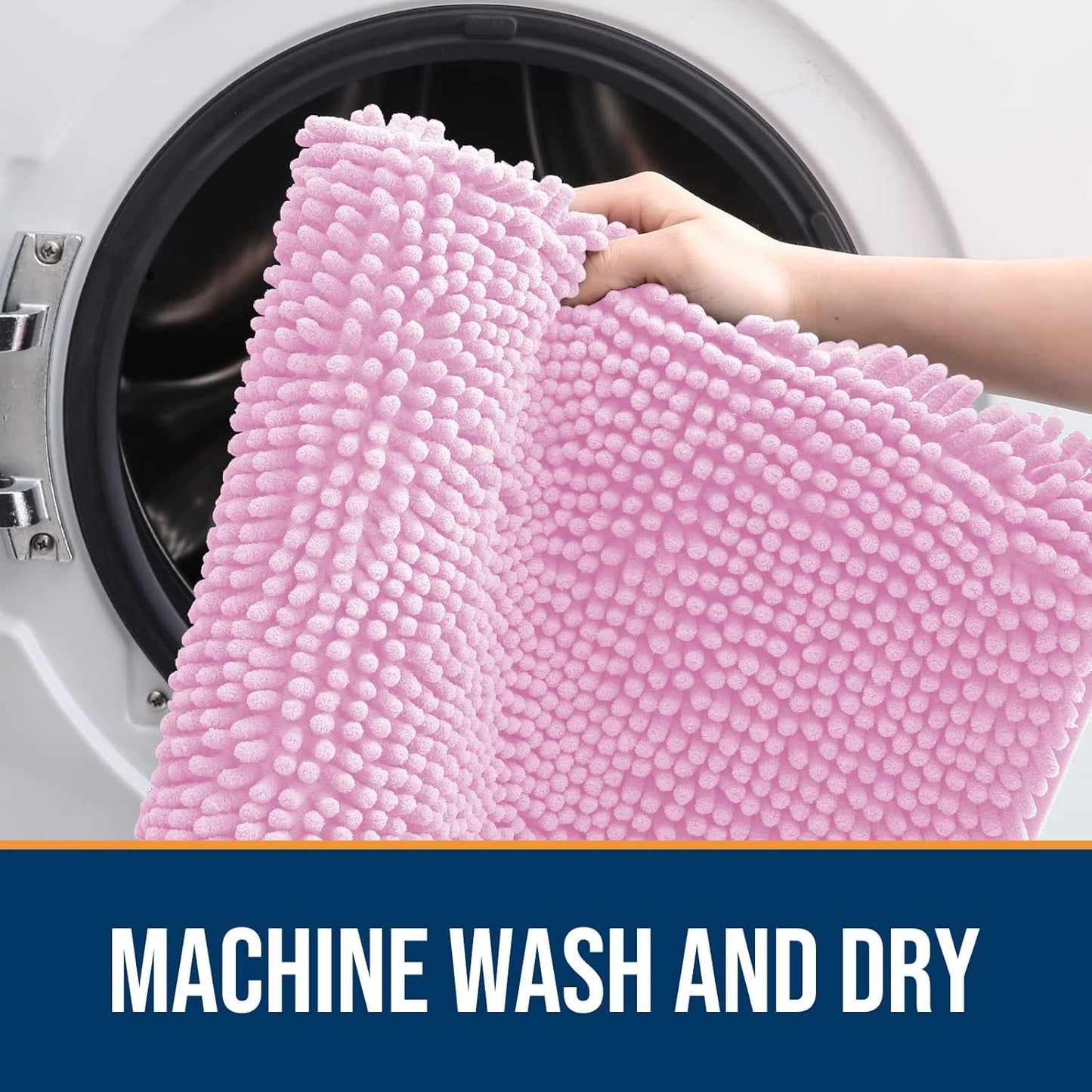 OLANLY Dog Door Mat for Muddy Paws 48x30, Absorbs Moisture and Dirt, Absorbent Non-Slip Washable Doormat, Quick Dry Chenille Mud Mat for Dogs, Entry Indoor Entryway Carpet for Inside Floor, Pink