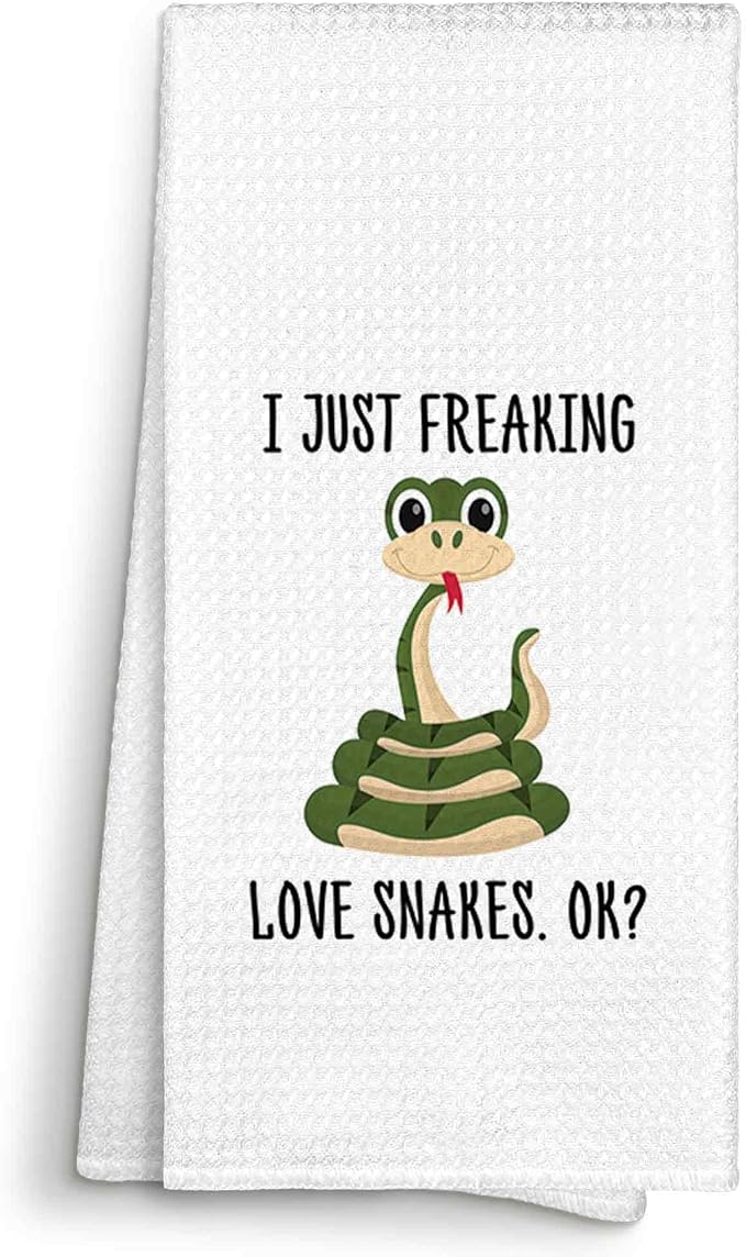 I Just Freaking Love Snakes Kitchen Towels Decorative Gifts for Snake Lovers 16x24, Snake Dish Towel Cloths Dishcloths Tea Towel, Snake Bathroom Kitchen Decor Hand Towel