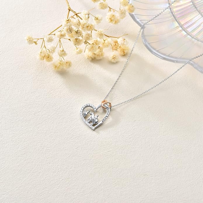 Mothers Day Gift for Mom 925 Sterling Silver Mama Bear/Dinosaur/Cat/Bird/Chicken Necklace with 1 2 3 4 5 Cubs Jewelry for Women Wife Grandma