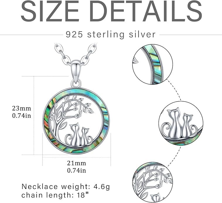 Odinstone Cat Necklace, S925 Sterling Silver Cat on Moon Pendant with Cubic Zirconia, Cat Jewelry Mothers Day Gifts for Mum with Gift Package - I Love You Forever