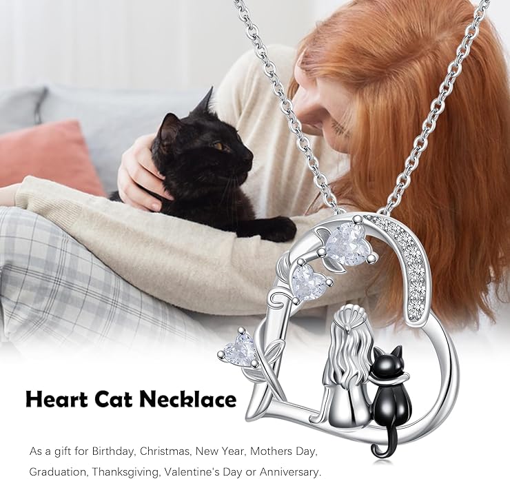 Heart Animal Necklace 925 Sterling Silver Cute Animal Pendant Jewelry Birthday Gifts for Women Girlfriend Mom Animal Lovers