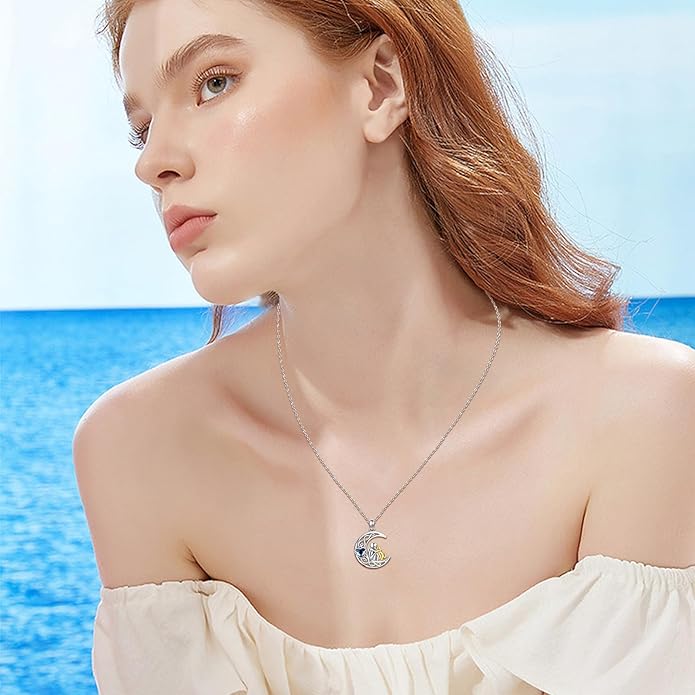 JUSTKIDSTOY Sterling Silver Cute Animal Pendant Necklace with Crystal Cat Pendant - Women's Cat Lovers Jewelry Gift