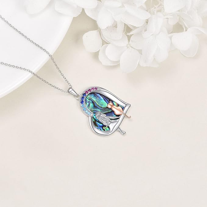 LUHE Cat Necklace Gifts 925 Sterling Silver Cat Heart Pendant Necklace Jewelry for Women Daughter
