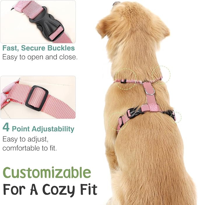 Dog Seat Belt, Safety Vest Dog Car Harness with Adjustable Buckle Dog Seat Belt for Vehicle Nylon Pet Safety Seat Belts Heavy Duty(L, Pink Daisy)