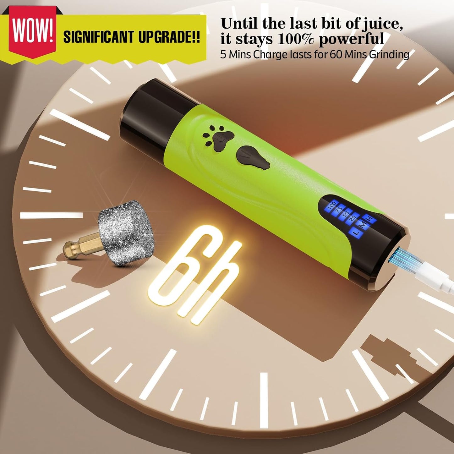 YABIFE Dog Nail Grinder, Dog Nail Trimmers and Clippers Kit, Super Quiet, Rechargeable, for Small Large Dogs Cats Toenail Claw Grooming,3 Speeds