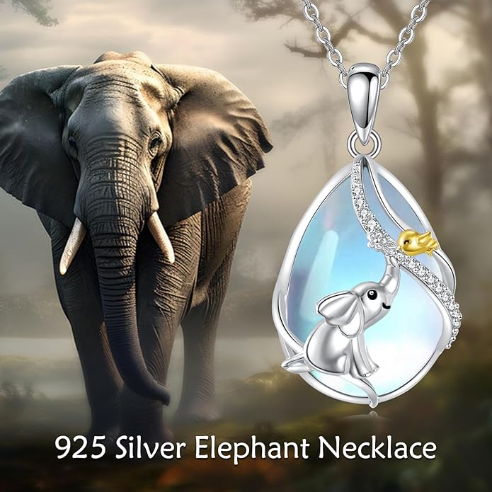 KQF Dragonfly/Butterlfy/Cat/Jellyfish/Bunny/Axolotl/Bee/Mermaid/Hummingbird/Elephant Necklace for Women Sterling Silver Moonstone Pendant Necklace Dragonfly Jewelry Gifts for Women