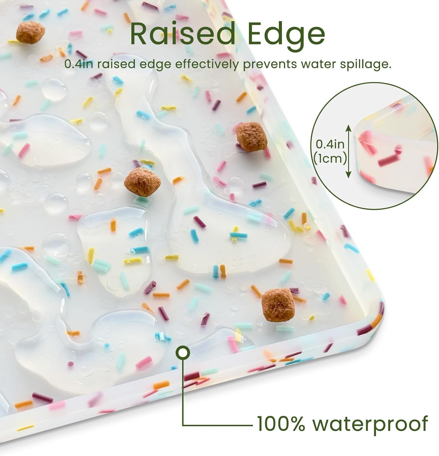 Ptlom Dog Food Mat Anti-Slip Dog Bowl Mats for Food and Water, Waterproof Pet Placemat Prevents Messy Spill to Floor, Silicone Puppy Feeding Tray for Small, Medium and Large Dogs Cats