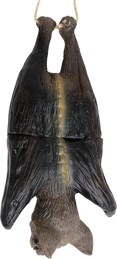 Halloween Hanging Bats Props Trick Toys Simulation Rubber Dead Bat Hanging Ornament Party Decor Prank Prop Cats Dogs Interesting Toys Halloween Party Favors Vampire Rats for Haunted House Decoration
