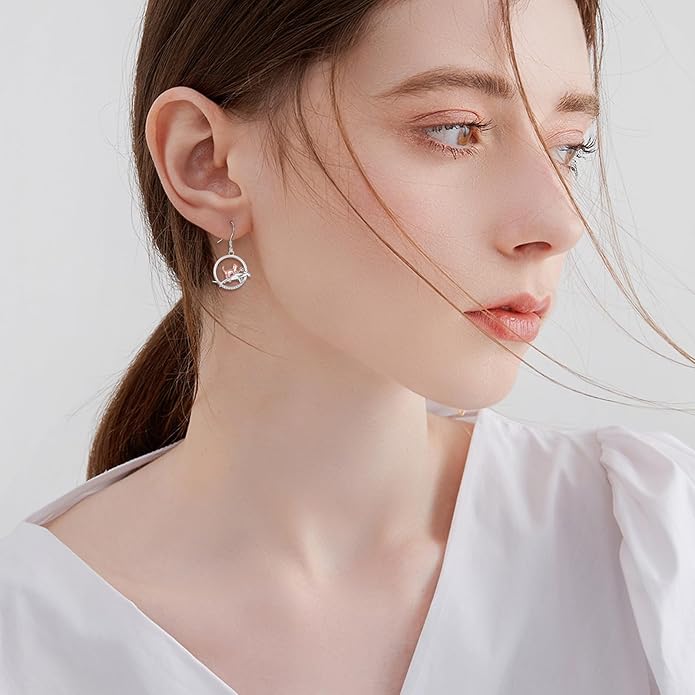 YFN Cat Earrings for Women Sterling Silver Shark Dangle Earrings Cat Jewelry Gifts for Women Cat Lover Shark Jewelry for Shark Lover