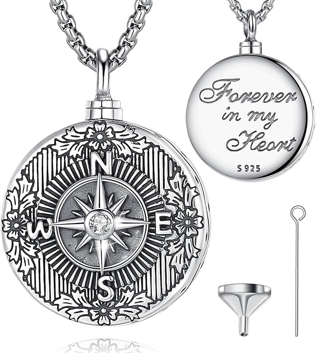 EUDORA Sterling Silver Urn Necklace for Ashes for Women Men, Ash Pendant for Human Cat Dog Ashes, Necklace for Ashes of Loved One Dad Mom Papa Pet Cremation Souvenir Jewelry for Funeral, 20inch