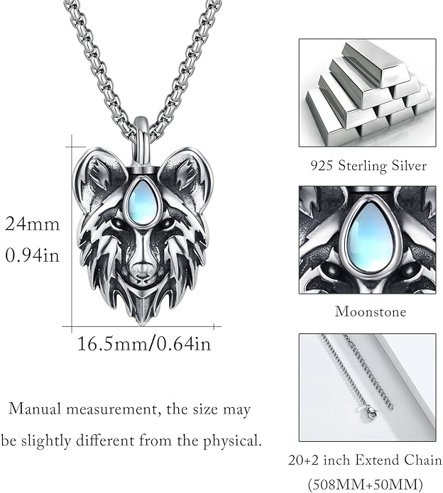 CUOKA MIRACLE Urn Necklace Ashes Sterling Silver Skull Urn Necklace Personalized Cremation Memorial Skull Ash Keepsake Pendant Cremation Jewelry