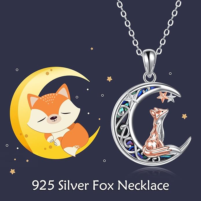 Sterling Silver Cute Animal Pendant Necklace Fox/Snake/Unicorn/Owl on Moon/Rabbit/Horse Necklace Jewelry Gifts for Women Mom Sister