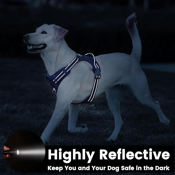 No Pull Dog Harness, Reflective Puppy Vest for Small Medium Large Sized Dog(Prussian Blue,XL)