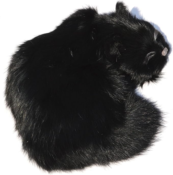 Realistic Furry Sleeping Cat Figurine Simulation Kitty Lifelike Kitten Home Office Shelf Decorative Statue, Synthetic Fur Pet Replica (Black)
