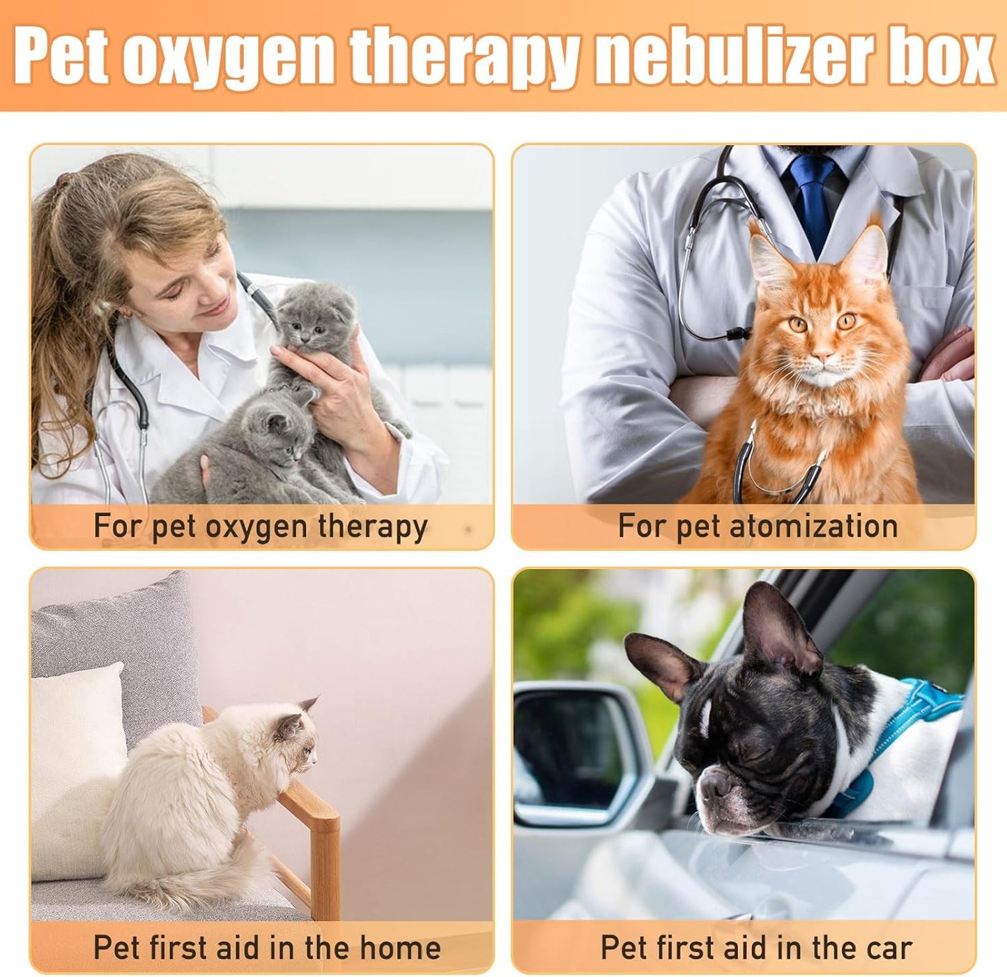 PakaLife Portable Oxygen Tank cat&Dog for pet cage,Dog&cat Inhaler,Puppy Incubator&cat Nebulizer,Built-in Ventilation for Pets up to 30lbs(Large)