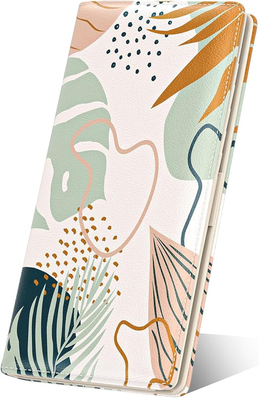 Nipichsha Womens Wallet, RFID Slim Wallets for Women, Thin Ladies Credit Card Holder Purse, Cute Leather Bifold Clutch Billfold with 11 Card Slots & ID Window, Boho Leaves