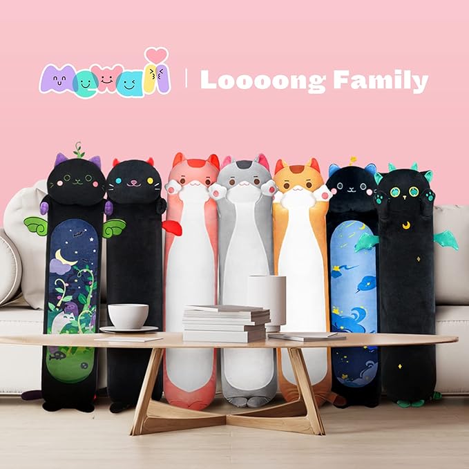 Long Cat Plush Kids Body Pillow, 36 Inch Cute Gray Cat Stuffed Animals Soft Plushies, Kitten Kawaii Plush Throw Pillow Doll Toy Gift for Girlfriend