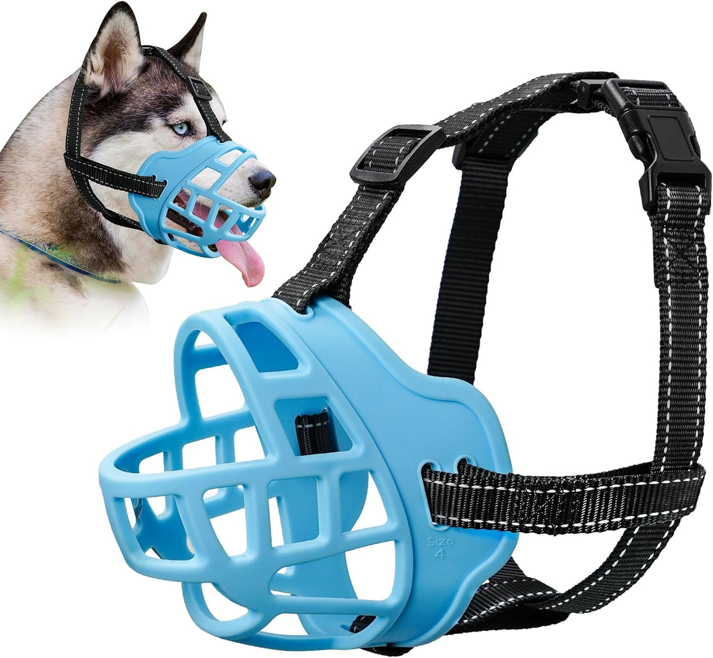 Dog Muzzle for Large Dogs, Breathable Basket Muzzles for Small, Medium and X-Large Aggressive Dog, Allows Panting Drinking, Suitable for Grooming Trimming Training (6, Luminous Blue)