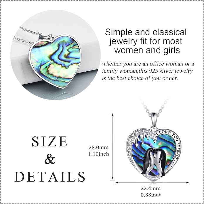 Penguin/Cat/Horse/Elephant/Wolf/Hummingbird/Giraffe/Eagle Pendant Necklace Sterling Silver I Love You Forever Animal Necklace Jewelry Gifts for Women