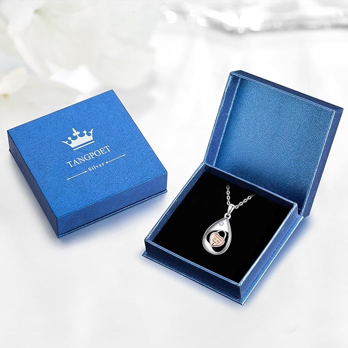 TANGPOET Teardrop Ashes Necklace 925 Sterling Silver Urn Necklace, Cremation Jewellery for Ashes Pendant, Gifts for Women Ladies, with Funnel Filler Kit