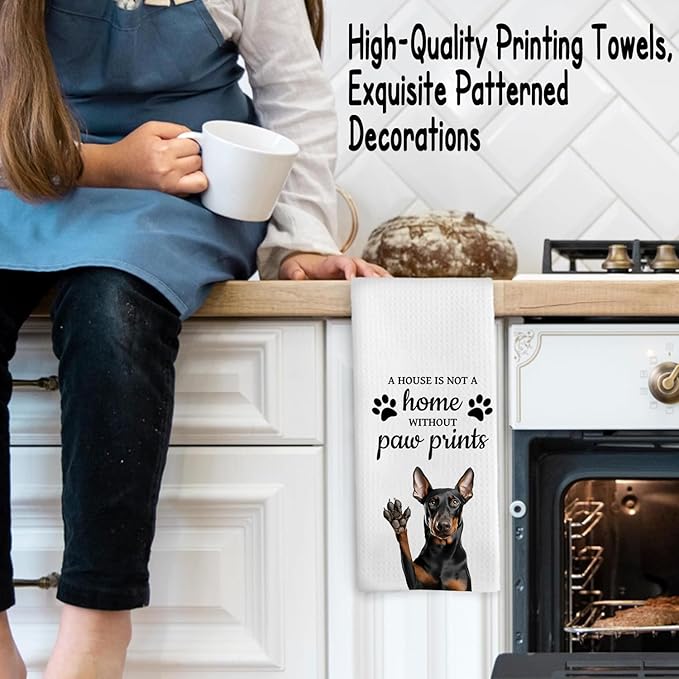 Doberman Dog Gifts Kitchen Bathroom Decor Towels 16″×24″, Dog Lovers Gifts for Girls Mom Women, Doberman Gifts For The Owners,A House is Not A Home Without Paw Prints Bathroom Kitchen Dish Hand Towels