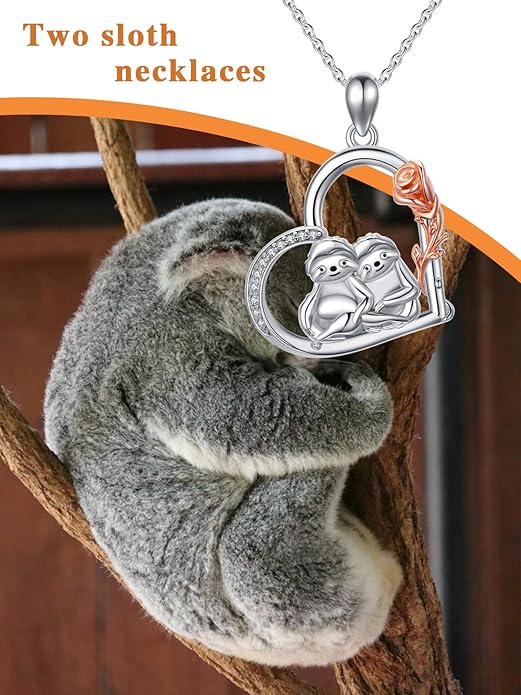 Cute Mother and Daughter Fox/Cat/Cow/Monkey/Panda Necklace 925 Sterling Silver Heart Flower Heart Necklace Animal Jewelry Mother's Day Jewelry for Women