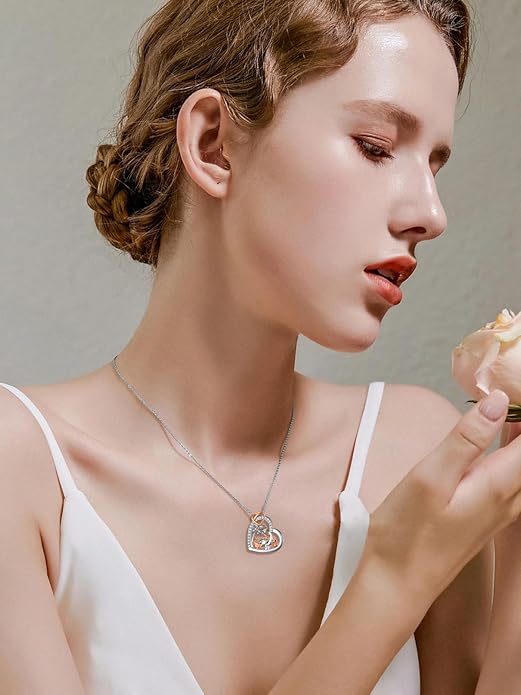 Mothers Day Gift for Mom 925 Sterling Silver Mama Bear/Dinosaur/Cat/Bird/Chicken Necklace with 1 2 3 4 5 Cubs Jewelry for Women Wife Grandma