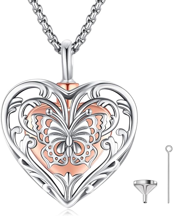 Eusense Cremation Jewelry for Ashes Urn Necklace to Put Ashes In 925 Sterling Silver Memorial Pendant Heart Urn Necklaces for Ashes Necklace for Women Men