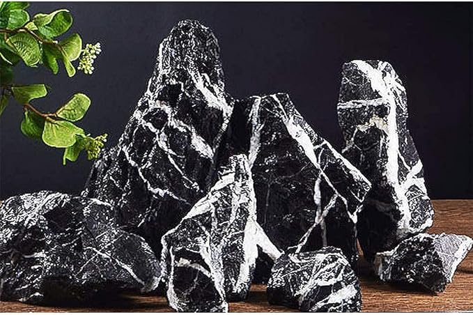 LANDEN Natural Tonwa Stones Slate Stones for Aquariums Terrariums, Paludarium,Vivariums, Reptile and Amphibian Enclosures (17lbs, 2 to 8 inches)