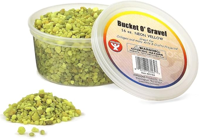 Hygloss Products Craft Rocks, Mini Stones For Art Projects - Bucket O' Gravel, Neon Yellow, 1 lb