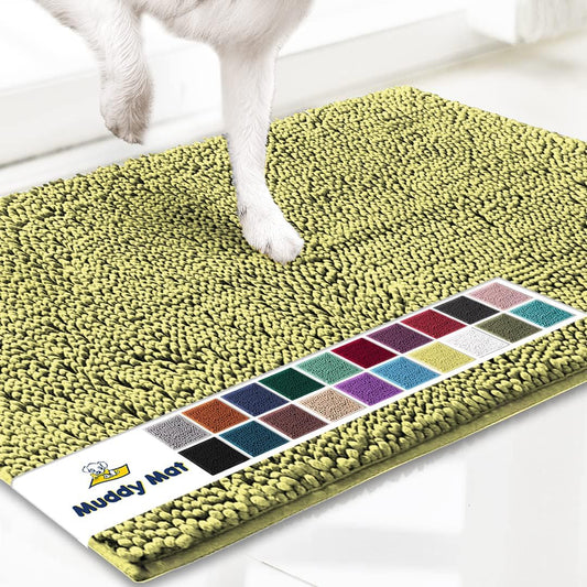 Muddy Mat® AS-SEEN-ON-TV Highly Absorbent Microfiber Door Mat and Pet Rug, Non Slip Thick Washable Area and Bath Mat Soft Chenille for Kitchen Bathroom Bedroom Indoor and Outdoor - Yellow 48" x 60"