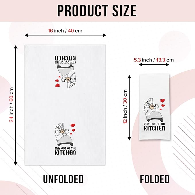 Funny Kitchen Towels with Humor Sayings Stay Out of The Kitchen Soft Dishcloths Funny Kitchen Gifts for Chef Assistant Cook Novelty Housewarming Gifts for Men Father Husband Chef Friend