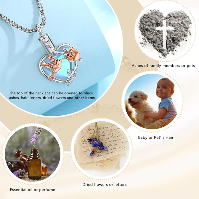 EUDORA Sterling Silver Urn Necklace for Ashes for Women Men, Ash Pendant for Human Cat Dog Ashes, Necklace for Ashes of Loved One Dad Mom Papa Pet Cremation Souvenir Jewelry for Funeral, 20inch