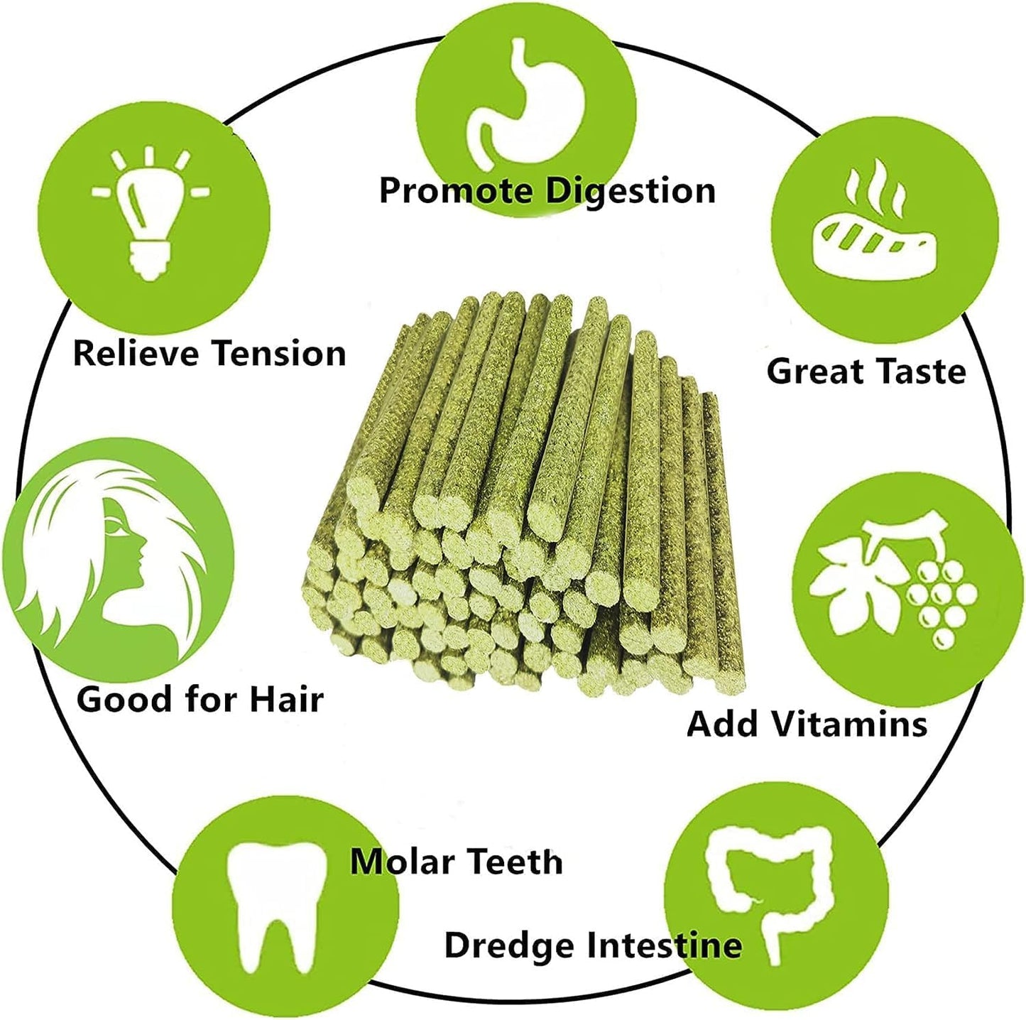 Rabbit Toys,Timothy Hay Stick for Guinea Pig Toy Bunny Chew Toys for Teeth Grinding Hamster Alfalfa Bite Treat Rabbit Molar Food Snack for Pet Rat Chinchilla Squirrel Gerbil-20PCS