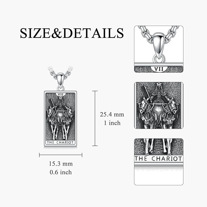PELOVNY Tarot Card Necklace 925 Sterling Silver Skeleton Necklace The Sun Moon Star Strength Lovers Death Devil Fool Tarot Jewelry Christmas Birthday Gifts for Men Women Unisex