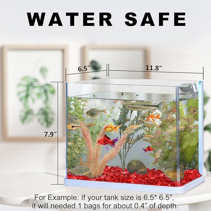 Keedolla 3 LB Aquarium Fish Tank Rocks Gravel Stones Pebbles, Sea Glass Pebbles Beads Gemstones Marbles for Fish Turtle Tank, Vase Fillers and DIY Crafts - Red